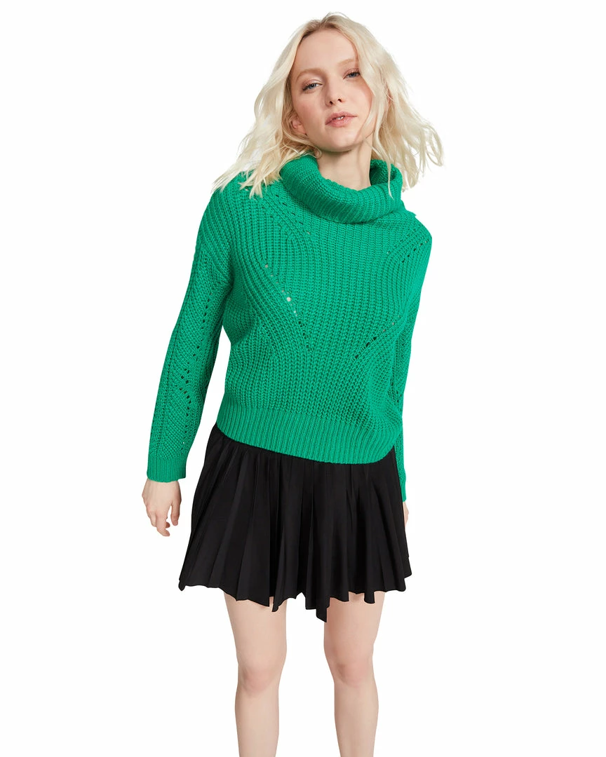 SteveMadden WOMEN'S CLOTHING CROSS BACK TURTLENECK SWEATER GREEN