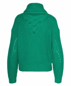 SteveMadden WOMEN'S CLOTHING CROSS BACK TURTLENECK SWEATER GREEN