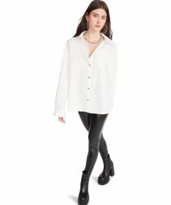 SteveMadden Y2K VIBES FAUX LEATHER LEGGINGS BLACK