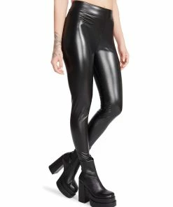 SteveMadden Y2K VIBES FAUX LEATHER LEGGINGS BLACK