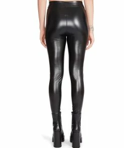 SteveMadden Y2K VIBES FAUX LEATHER LEGGINGS BLACK