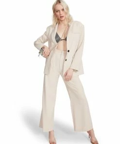 SteveMadden WOMEN'S CLOTHING HIGH WAISTED TROUSER IVORY