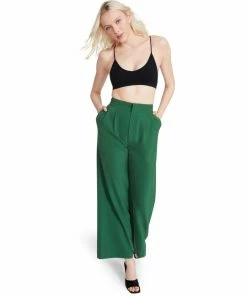SteveMadden HIGH WAISTED TROUSER GREEN WOMEN'S CLOTHING