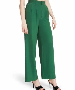 SteveMadden HIGH WAISTED TROUSER GREEN WOMEN'S CLOTHING