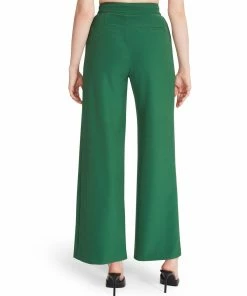 SteveMadden HIGH WAISTED TROUSER GREEN WOMEN'S CLOTHING