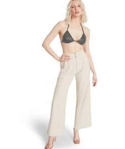 SteveMadden WOMEN'S CLOTHING HIGH WAISTED TROUSER IVORY
