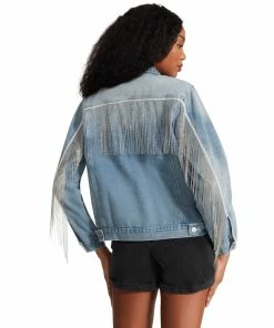 SteveMadden RHINESTONE FRINGE DENIM JACKET Y2K VIBES