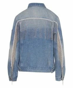 SteveMadden RHINESTONE FRINGE DENIM JACKET Y2K VIBES