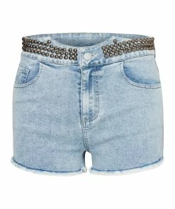 STEVEMADDEN STUDDED DENIM SHORTS