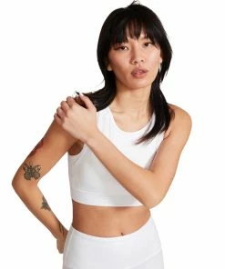 SteveMadden IRIDESCENT SPORTS BRA WHITE WOMEN'S CLOTHING