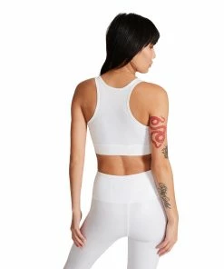 SteveMadden IRIDESCENT SPORTS BRA WHITE WOMEN'S CLOTHING