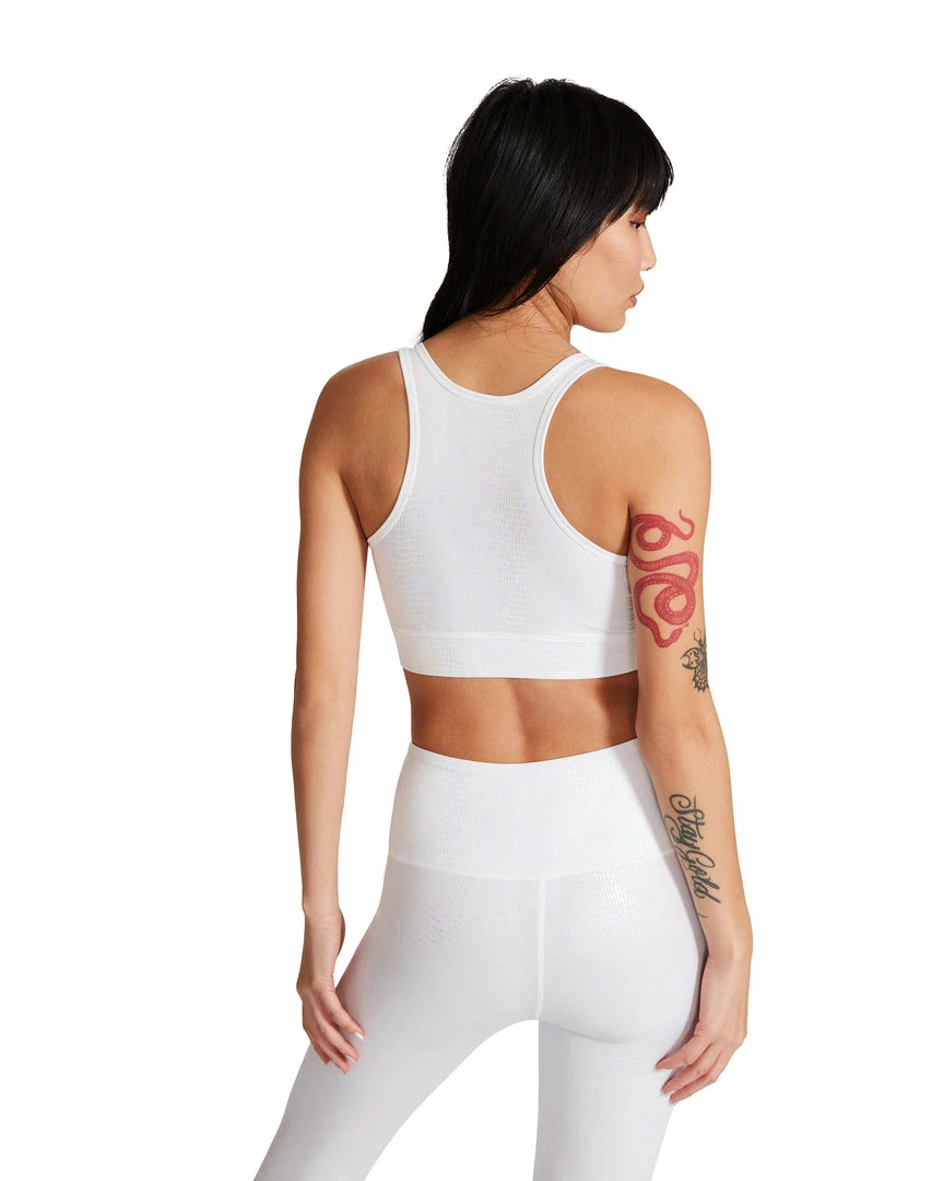 SteveMadden IRIDESCENT SPORTS BRA WHITE WOMEN'S CLOTHING