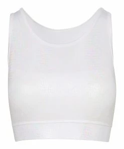 SteveMadden IRIDESCENT SPORTS BRA WHITE WOMEN'S CLOTHING