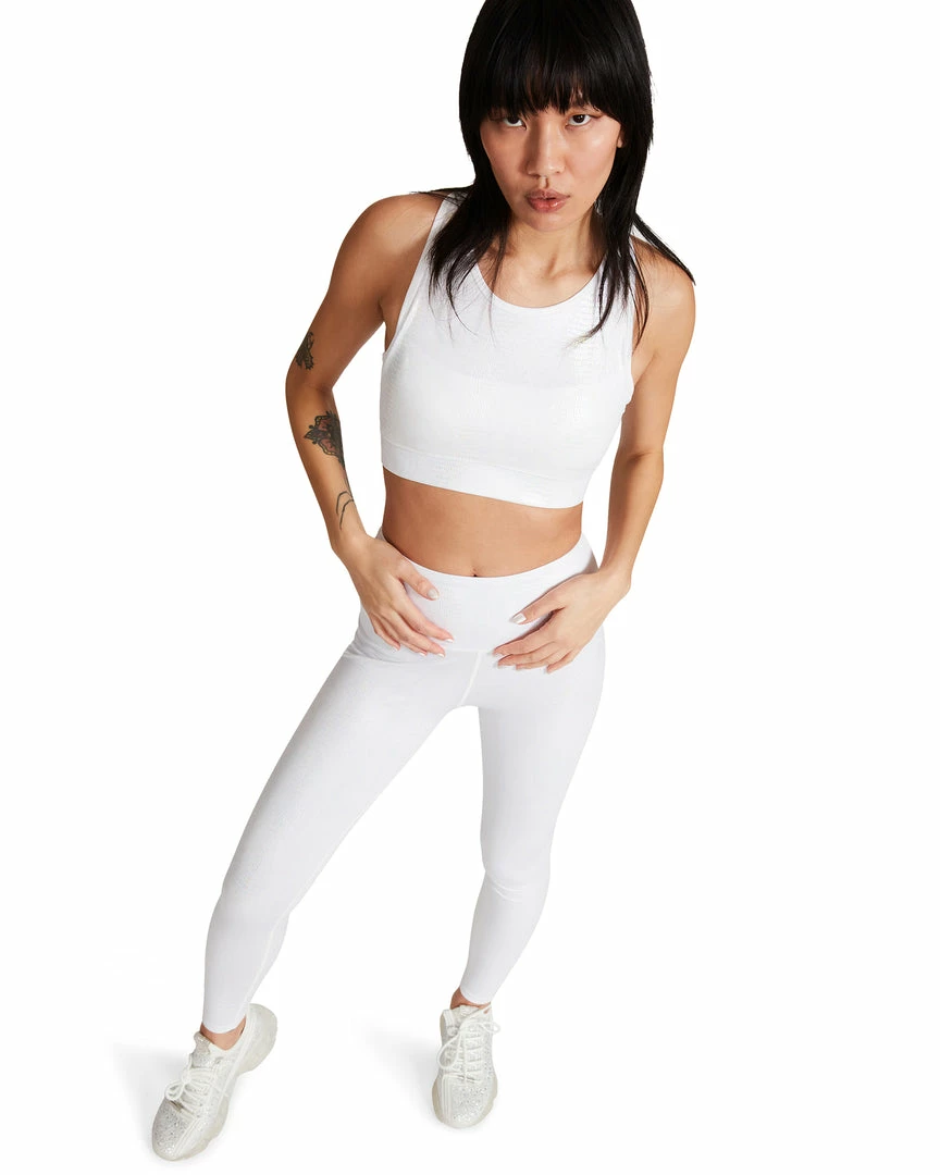 SteveMadden IRIDESCENT SPORTS BRA WHITE WOMEN'S CLOTHING