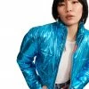SteveMadden CROPPED METALLIC PUFFER BLUE Y2K VIBES