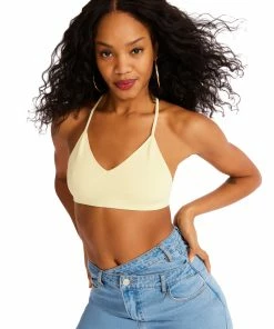 STEVEMADDEN WOMEN'S CLOTHING ROO MESH BRALETTE YELLOW