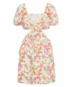 STEVEMADDEN FLORAL CUT OUT MINI DRESS PINK MULTI WOMEN'S CLOTHING