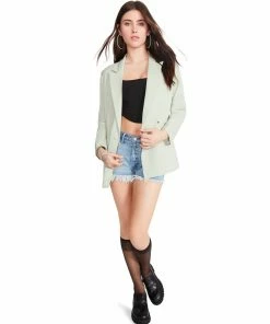 STEVEMADDEN WOMEN'S CLOTHING BOYFRIEND BLAZER GREY SAGE