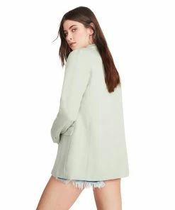 STEVEMADDEN WOMEN'S CLOTHING BOYFRIEND BLAZER GREY SAGE