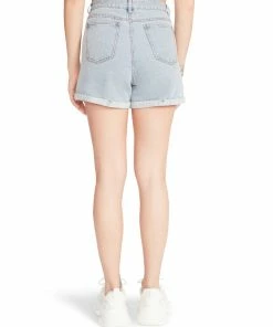 STEVEMADDEN WOMEN'S CLOTHING RHINESTONE FRINGE DENIM SHORTS