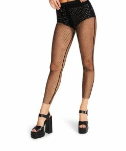 SteveMadden MESH RHINESTONE PANTS BLACK