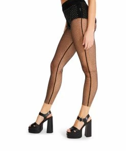 SteveMadden MESH RHINESTONE PANTS BLACK