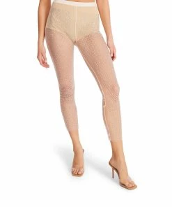 SteveMadden Rhinestones MESH RHINESTONE PANTS IVORY