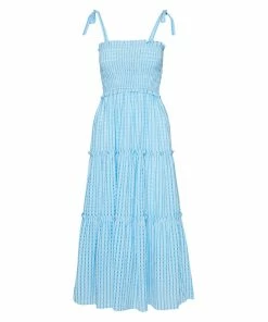 STEVEMADDEN GINGHAM MIDI DRESS BLUE