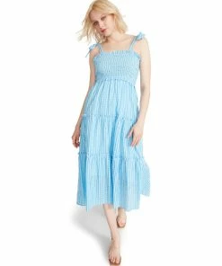 STEVEMADDEN GINGHAM MIDI DRESS BLUE