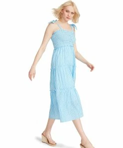 STEVEMADDEN GINGHAM MIDI DRESS BLUE