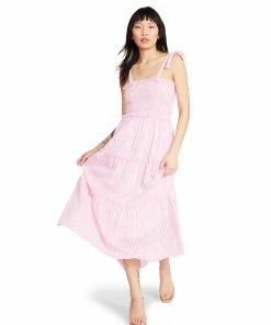 STEVEMADDEN GINGHAM MIDI DRESS PINK