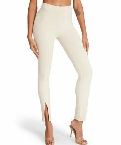 STEVEMADDEN SLIT FRONT PANT BEIGE WOMEN'S CLOTHING