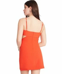 STEVEMADDEN WOMEN'S CLOTHING SIDE CUT MINI DRESS ORANGE