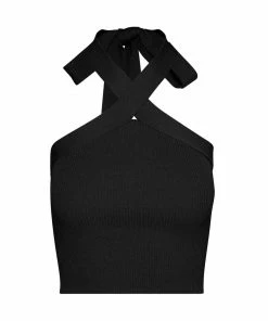 STEVEMADDEN CRISS CROSS HALTER TANK BLACK