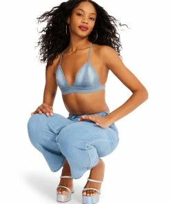 STEVEMADDEN WOMEN'S CLOTHING DENIM BRALETTE