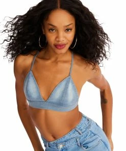 STEVEMADDEN WOMEN'S CLOTHING DENIM BRALETTE