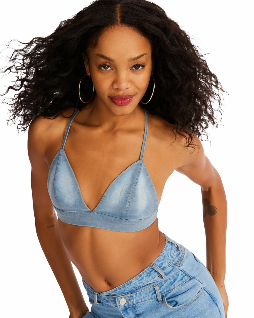 STEVEMADDEN WOMEN'S CLOTHING DENIM BRALETTE