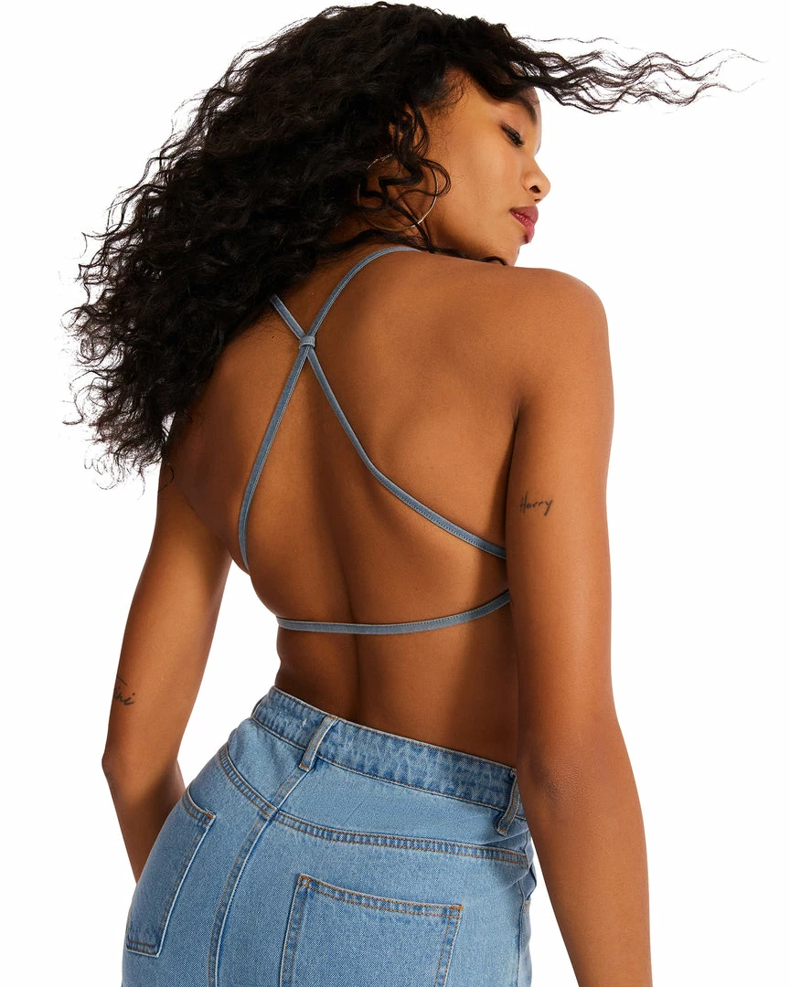 STEVEMADDEN WOMEN'S CLOTHING DENIM BRALETTE