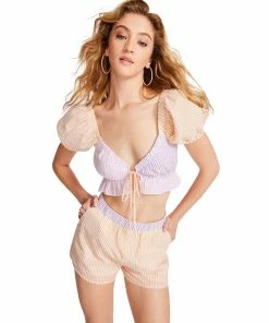 STEVEMADDEN WOMEN'S CLOTHING SEERSUCKER SET ORANGE