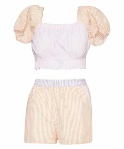 STEVEMADDEN WOMEN'S CLOTHING SEERSUCKER SET ORANGE