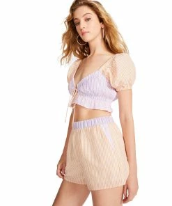 STEVEMADDEN WOMEN'S CLOTHING SEERSUCKER SET ORANGE