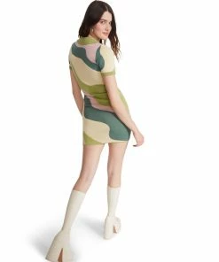 STEVEMADDEN SWIRL KNITTED MINI DRESS GREEN