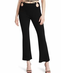 STEVEMADDEN WOMEN'S CLOTHING KEYHOLE CRISS CROSS PANTS BLACK
