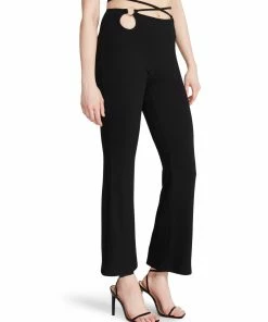 STEVEMADDEN WOMEN'S CLOTHING KEYHOLE CRISS CROSS PANTS BLACK