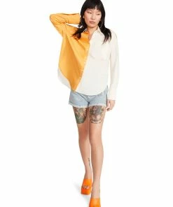 STEVEMADDEN COLORBLOCKED BUTTON UP ORANGE