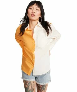 STEVEMADDEN COLORBLOCKED BUTTON UP ORANGE