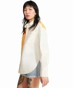 STEVEMADDEN COLORBLOCKED BUTTON UP ORANGE