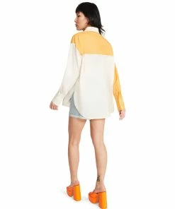 STEVEMADDEN COLORBLOCKED BUTTON UP ORANGE