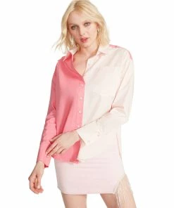 STEVEMADDEN COLORBLOCKED BUTTON UP PINK