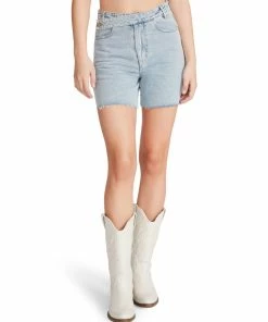 STEVEMADDEN WOMEN'S CLOTHING A-LINE DENIM SHORTS DENIM FABRIC